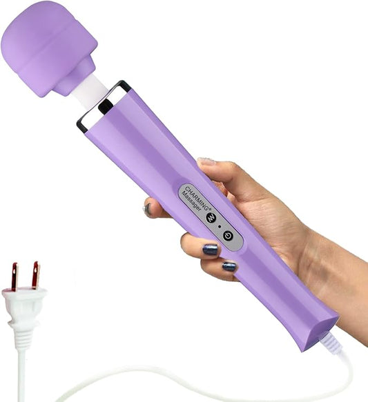 CHARMING Wired Powerful Handheld Back Massager with 10 Speeds Strong Vibration Wand, Personal Therapy Massager for Sports Recovery, Muscle Aches, Body Pain-Light Purple by CHARMING