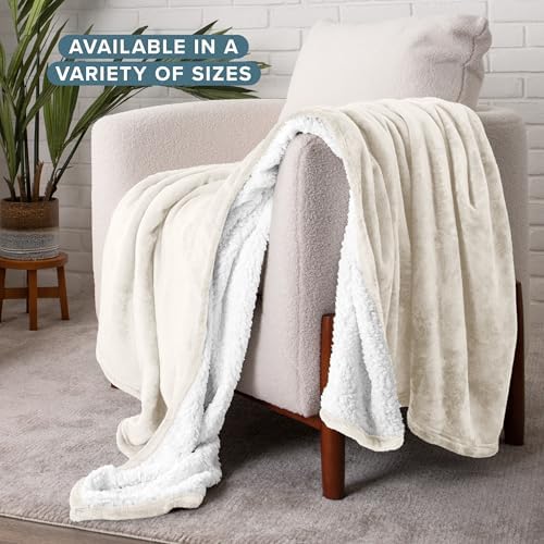 Bare Home Sherpa Fleece Blanket (Full/Queen, Antique White) - Image 2