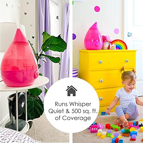 Crane Ultrasonic Humidifiers for Bedroom and Office, 1 Gallon Cool Mist Air Humidifier for Large Room and Home, Humidifier Filters Optional, Pink - Image 4