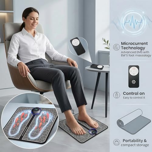 ACROSS EMS Foot Massager Mat TENS & PMS Foot Stimulator – Electric Muscle Stimulator, Adjustable Intensity, Lightweight Design for Home, Travel, and Office Use - Image 6