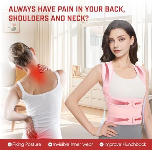 Posture Corrector for Women & Men, Adjustable Back Brace Shoulder Straightener with Full Back Support for Upper & Lower Back Pain, Spine Alignment, Hunchback & Scoliosis Relief (Large, Pink) - Image 2