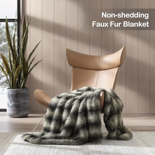 HORIMOTE HOME Luxury Faux Fur Throw Blanket, Non-Shedding 50"x60" Fur Blanket Throw, Ultra Soft Blankets for Bed, Couch and Sofa, Premium Soft, Thick Fluffy Throws, Grey Black Stripes - Image 2