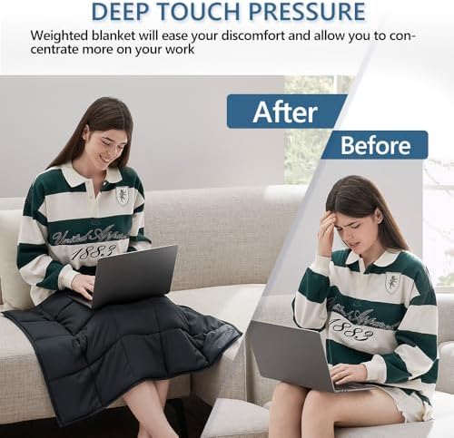 L'AGRATY Weighted Lap Pad Blanket 5lb: Small Weighted Blanket for Adults - Portable Travel & Relaxation - Cozy & Cooling - Washable All-Season (29" x 24") - Image 4