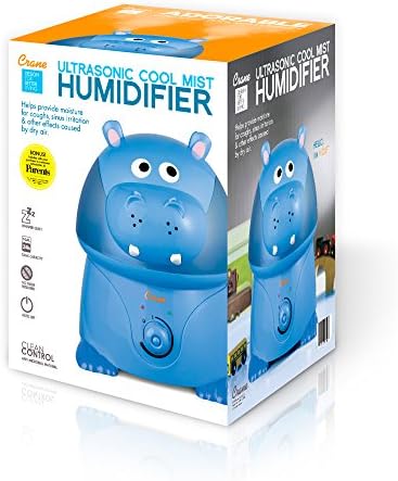 Crane Animal Humidifier for Kids Bedroom, 1 Gal. Cool Mist Humidifier with Adjustable Settings, Optional Filter, Auto Shut-Off, Hippo - Image 3