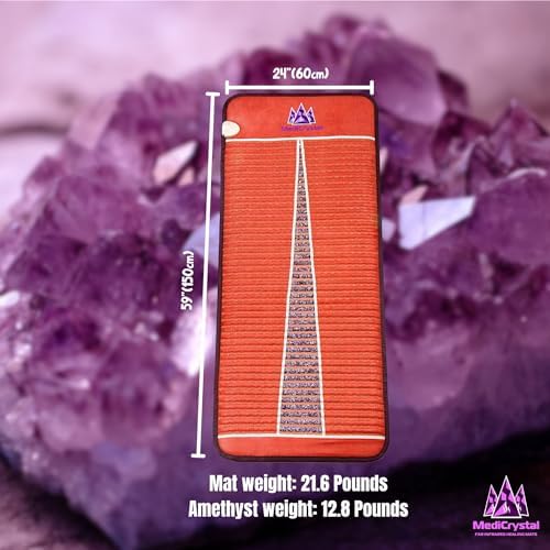 Far Infrared Amethyst Mat Midsize (59"L x 24"W) - Negative Ion - FIR Therapy - Natural Amethyst - FDA Registered Manufacturer - Adjustable Temperature Setting - Hot Crystal Heating Pad - Reddish Brown - Image 2