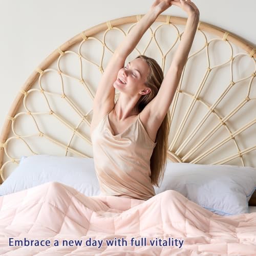 yescool Weighted Blanket for Adults (15 lbs, 48" x 72", Pink) Cooling Heavy Blanket for Sleeping Perfect for 140-160 lbs, Twin Size Breathable Blanket with Premium Glass Bead, Machine Washable - Image 5