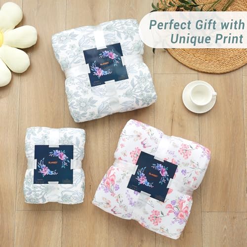 Viviland Cooling Muslin Blanket Queen Size for Bed Summer Gauze Blanket for Adults Breathable Lightweight Soft for Hot Sleepers Linen 90 x 90 Inches Pink Purple Flowers - Image 4