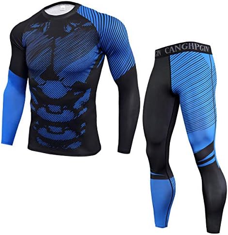 OEBLD Men's Workout Compression Clothes Long Sleeve Compression Shirts and Pants Thermal Base Layer Set by OEBLD