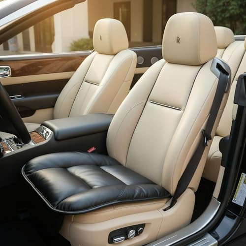 CORRIDOR Genuine Leather Seat Cushion for Car - Handmade - Relieve Hip, Pressure and Sciatica Pain - Ideal for Lower Back Pain - for Office Chair and Car Seat (Premium Black, Cushion) by CORRIDOR