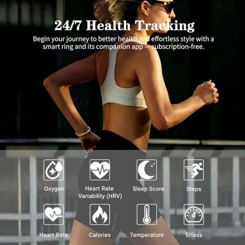 Venlan Smart Ring for Women - Elegant Rose Glod Fitness Ring with 100+ Zirconia Crystals, Dual-Plated Platinum Coating, Real-Time Heart Rate, Sleep & Temperature Monitoring(#6) - Image 2