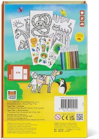 Tiger Tribe Zoo Coloring Set for Kids - Includes Stickers & Markers, Travel-Friendly Storage, Perfect Arts & Crafts Gift - Image 6