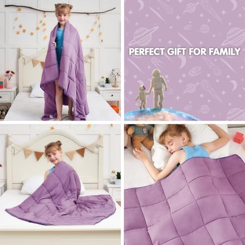 Purple Weighted Blanket 5lbs, 36"x48", Cooling Heavy Throw Blanket for 20-40lbs, Microfiber Soft Thick Big Blankets Weighted Comforter Breathable Gift - Image 6