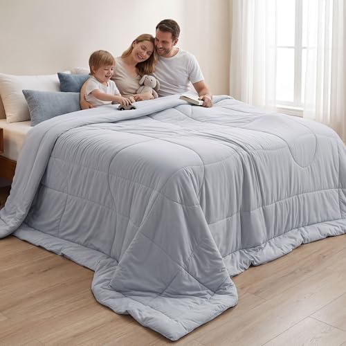 Bedsure Cooling Comforter Oversize King - Cooling Blankets for Hot Sleepers, Lightweight Comforter for Summer with Dual-Sided Cool Tech, Soft Breathable Cold Blanket for Sleeping, Grey, 116x98 Inches by Unknown