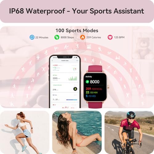 Gydom Smart Watch for Women Android & iPhone, Alexa Built-in, 1.8" Smartwatch with Heart Rate/SpO2/Sleep Monitor, IP68 Waterproof Activity Fitness Tracker, 101+ Sports Mode, Red - Image 4