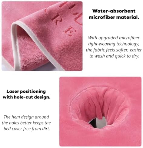 Massage Table Cover Towel with Face Cradle Hole, Premium Fitted Sheet with Locked Edges (Teal) - Image 3