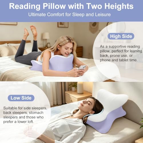Cervical Neck Pillow for Pain Relief, Ergonomic Reading Pillow for Bed - Image 2