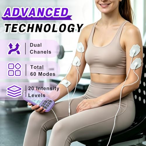 3-in-1 TENS Unit Muscle Stimulator 60 Modes Machine Dual Channel Rechargeable EMS Unit Massager with 10 Pads Electronic Massager for Pain Relief, Back, Sciatica, Neck, Shoulder, Hip, Elbow, Muscle - Image 3