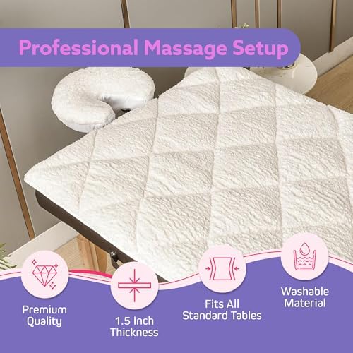 Double-Sided Massage Table Pad, Plush Fleece and Microfiber Cover, Soft Massage Bed Topper and Spa Cover, Ideal Table Accessories, 76"x34", White - Image 4
