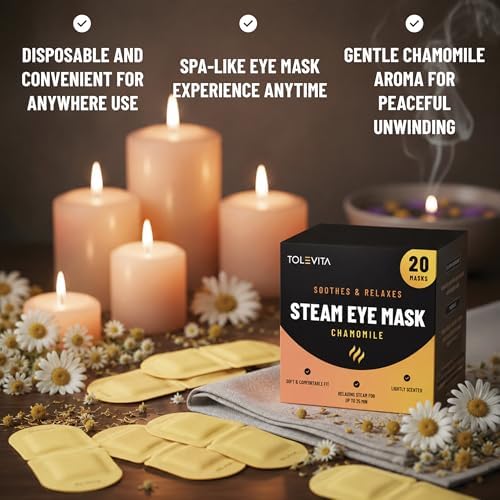 TOLEVITA Steam Eye Mask, 20 Pack Self-Heating Disposable Warm Eye Masks for Relaxation & Comfort (Chamomile) - Image 5