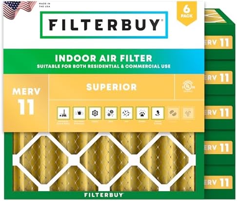 Filterbuy 25x25x4 Air Filter MERV 11 Pet & Allergy Defense (6-Pack) by Filterbuy