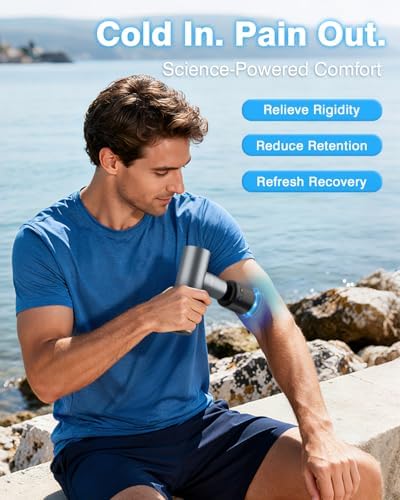 cotsoco Mini Massage Gun with Heat and Cold, Deep Tissue Percussion Muscle Massager, Portable Full-Metal Handheld Massager, Gift for Men Women, Gym Travel Recovery - Image 3