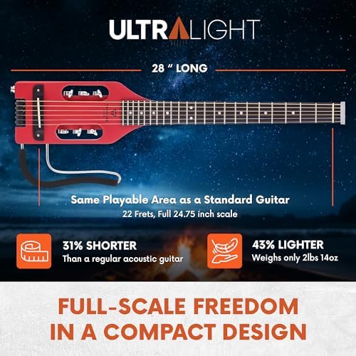 Traveler Guitar Ultra-Light Acoustic Acoustic-Electric Guitar, Vintage Red - Image 3