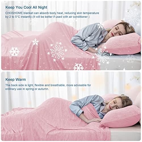 CHOSHOME Cooling Blanket for Hot Sleepers Lightweight Summer Cold Thin Blankets for Sleeping, Hot Flashes Night Sweats, Soft Blanket for Bed, Oversized King 96" x 120", Pink - Image 2