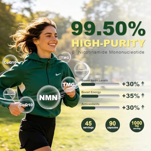NMN Supplement, NAD+ Precursor Support 1000mg 5-in-1 Complex with 600mg Nicotinamide Mononucleotide and TMG 200mg, Trans-Resveratrol, Quercetin, CoQ10 for Cellular Energy, Antioxidant Support - Image 7