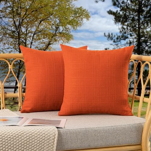 Kevin Textile Outdoor Waterproof 26”x26” Pillow Covers 2 Pack, Orange by KevinTextile