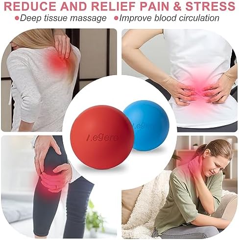 Massage Lacrosse Balls for Myofascial Release, (2Pack,Black and Rose Red) - Image 7