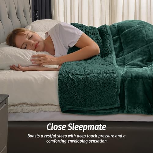 Wemore Sherpa Fleece Weighted Blanket for Adult 15 lbs King 80"x87" Green - Image 3