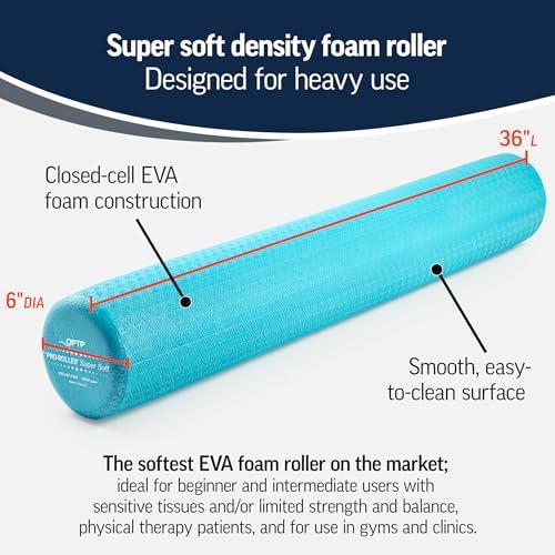 OPTP PRO-Roller Super Soft Density Foam Roller – Round, Light Blue, 36"x 6" - Image 3