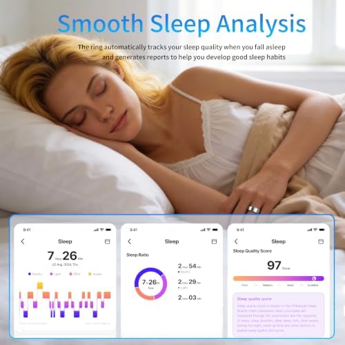 Smart Ring Health Tracker for Women Men, Sleep Exercise Health Monitoring Wearable Ring, Real‑Time Tracking, iOS/Android Compatible, IP68 Waterproof, No Subscription, 5‑Day Battery (Silver, 10) - Image 4