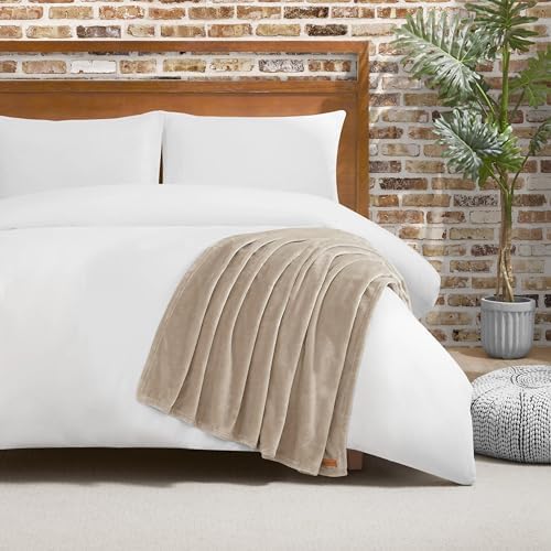 Lucky Brand Solid Plush 50"x70" Throw Blanket, Doe Brown - Soft, Cozy, and Timeless Comfort - Image 4