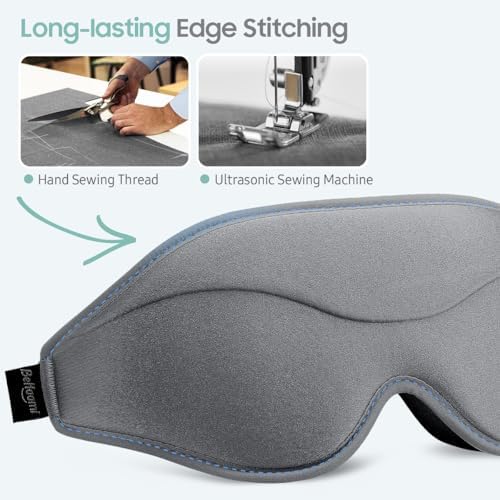 BeHoomi Sleep Mask, Premium Eye Mask for Sleeping, Completely Blackout, Superior Soft Comfort, Upgraded 3D Ergonomic Designed Sleeping Mask for Home, Office, Travel, Meditation, Yoga, Grey - Image 5