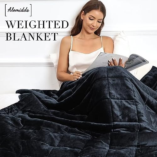 Alomidds Weighted Blanket Twin 20 Pounds, Adult Weighted Blankets with Soft Plush Flannel Fleece & Cozy Warm Sherpa for Sofa Bed, Microfiber Heavy Blanket Great for Sleeping, 48 x 72inches,Dark Grey - Image 4