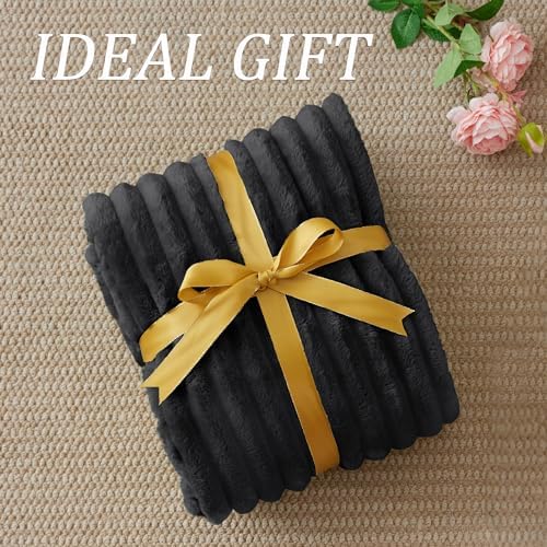 BEDELITE Ribbed Black Throw Blanket for Couch, 50"x60" - Image 6