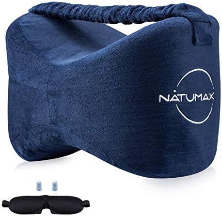 Knee Pillow for Side Sleepers - Relief from Sciatica Pain, Back/Leg Pain, Pregnancy, Hip and Joint Pain Memory Foam Leg Pillow + Free Sleep Mask and Ear Plugs - Image 2