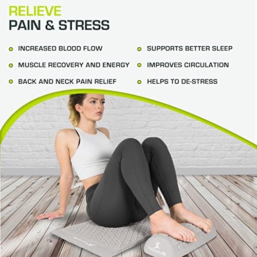 ProsourceFit Acupressure Mat and Pillow Set for Back/Neck Pain Relief and Muscle Relaxation, Large - Gray/Gray - Image 4
