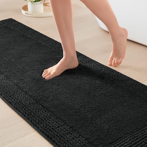 Madison Park Splendor Reversible 100% Cotton Bath Runner, 24 x 72, Black by MADISONPARK