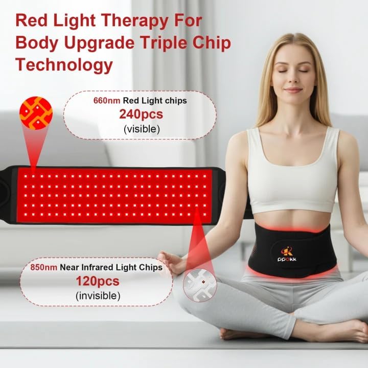 Red Light Therapy for Body,120 LEDs Infrared Light Therapy Wrap Belt for Waist,Upgraded 3 in 1 Led Beads,660nm Red Light &850nm Near Infrared Light Device for Back with Timer - Image 2