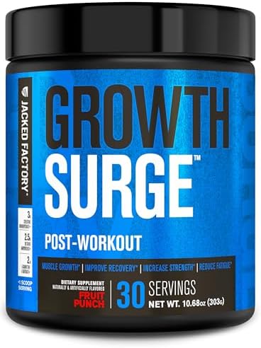 Jacked Factory Growth Surge Creatine Post Workout w/L-Carnitine - Daily Muscle Builder & Recovery Supplement with Creatine Monohydrate, Betaine, L-Carnitine L-Tartrate - 30 Servings, Fruit Punch by JackedFactory