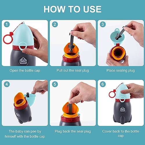 Portable Potty for Kids – Leak-Proof Rocket Travel Urinal for Boys & Girls, Lightweight Road Trip Essential for Car, Camping, Potty Training, Easy-Clean Reusable Pot(Quiet Blue) - Image 6