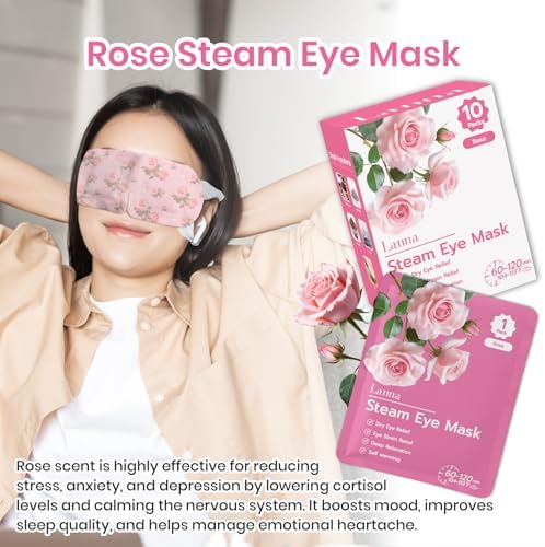 LANNA Heated Steam Eye Mask, Disposable 120 Minutes, Rose Scent, 10 Pcs - Image 3