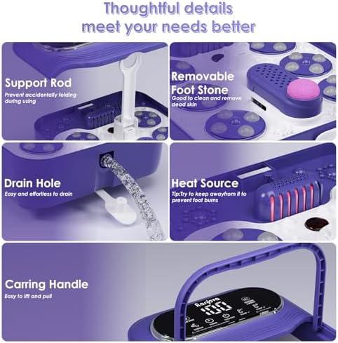 Collapsible Foot Spa Electric Rotary Massage with Heat, Bubble,Temp Control - Image 5