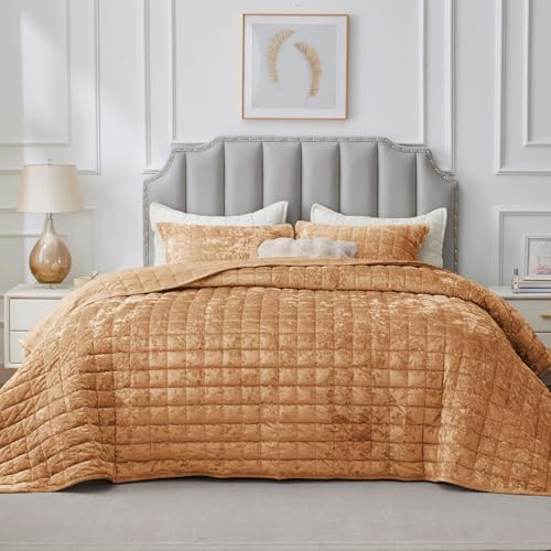 BEDELITE Velvet Quilt Set Queen Size, Luxury Velvet Comforter Bedding - Image 2