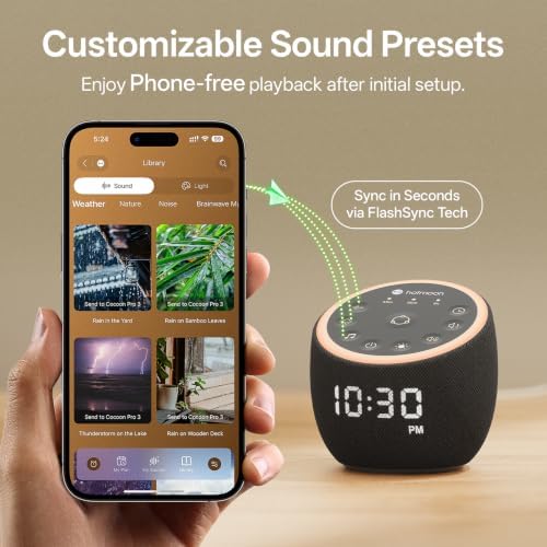 Hotmoon Smart Sound Machine for Sleep, Cocoon Pro 3, 117 Sounds, Plug in - Image 4