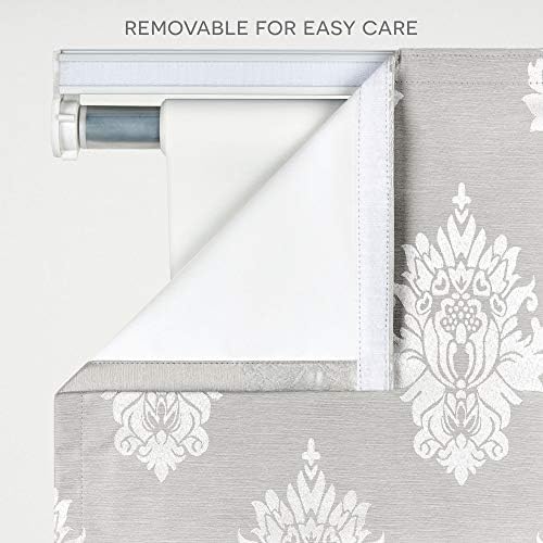 EXCLUSIVE HOME Marseilles Damask 100% Blackout Roman Shade, 23"x64", White - Image 4