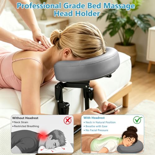 Massage Headrest for Bed, Massage Face Cradle at Home, Adjustable Bed Massage Head Holder for Sleeping Mattress, Face Down Pillow After Eye Surgery (Gray) - Image 4
