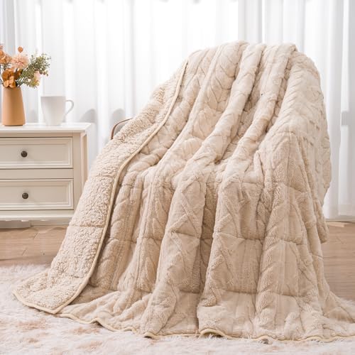 Wemore Soft Weighted Blanket for Adults 60" x 80" 15 lbs Queen Size Khaki by WemoreDirect